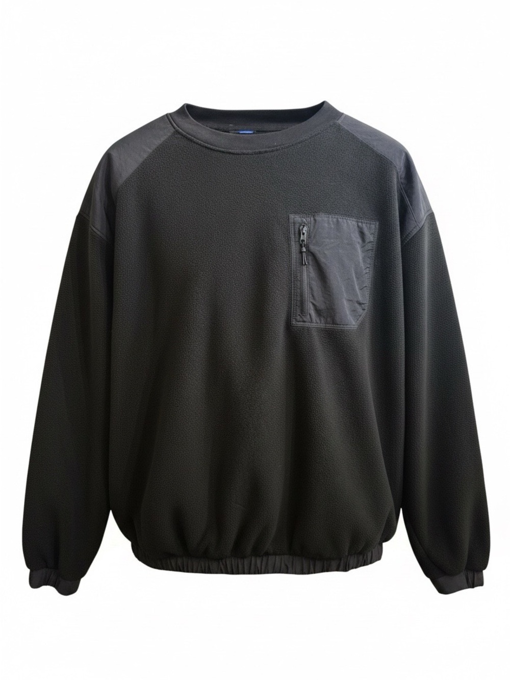 Old Navy Black Crewneck Fleece Pullover with Zip Chest Pocket